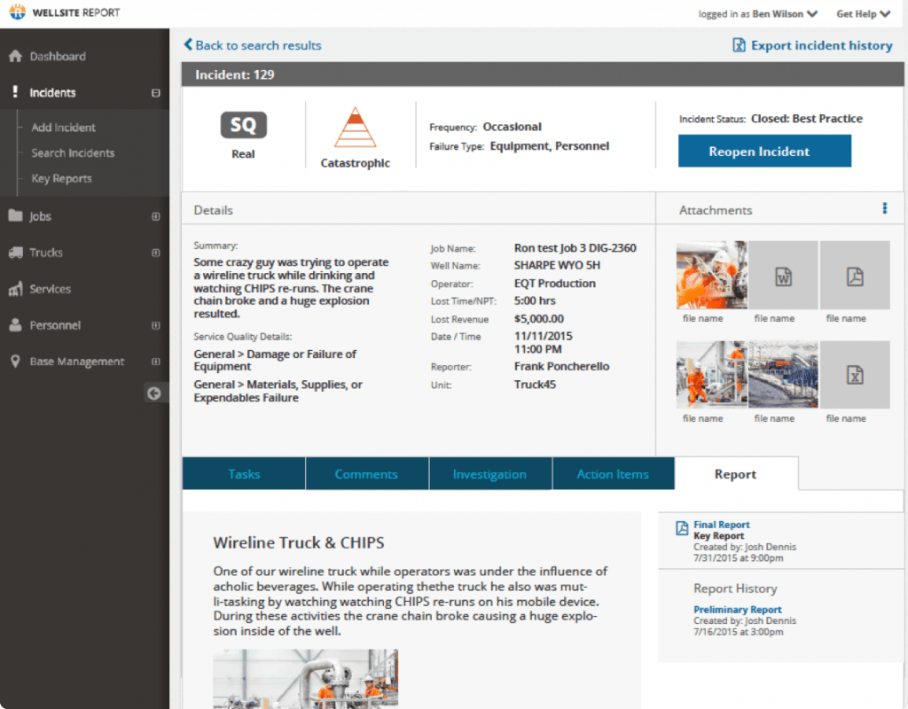 Case study – Wellsite Report